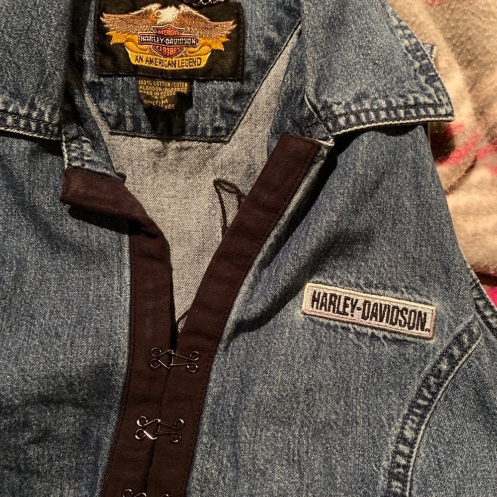 Harley Davidson Denim Vest med - Picture 4 of 7